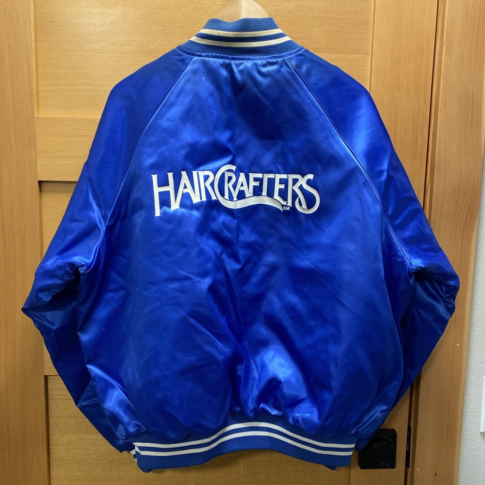 Vintage 80s Men's XL Satin Snap Lined Bomber Varsity Style Jacket Made In USA